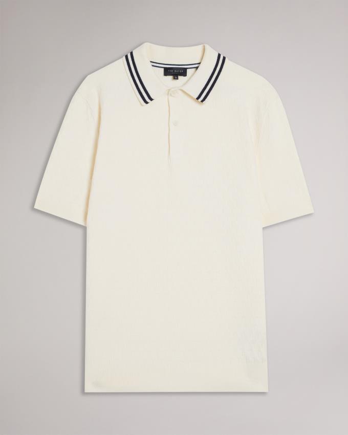 Polo Ted Baker Short Sleeve Regular T Stitched Blanche Homme | BFT-40376816